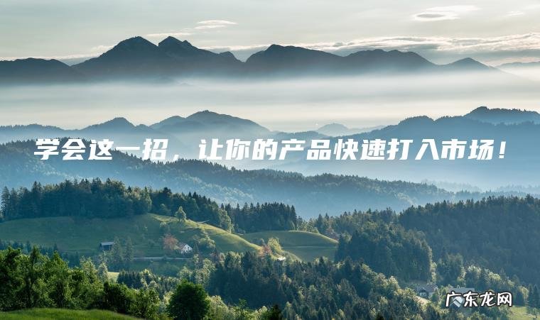 学会这一招 ， 让你的产品快速打入市场！