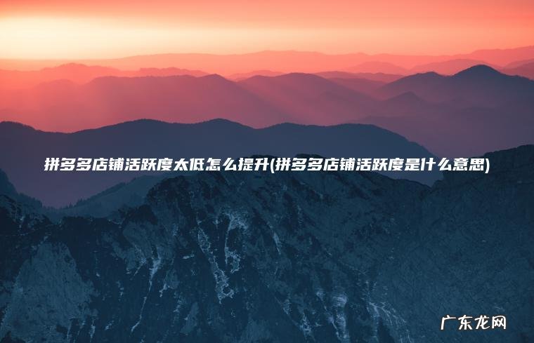 拼多多店铺活跃度太低怎么提升(拼多多店铺活跃度是什么意思)
