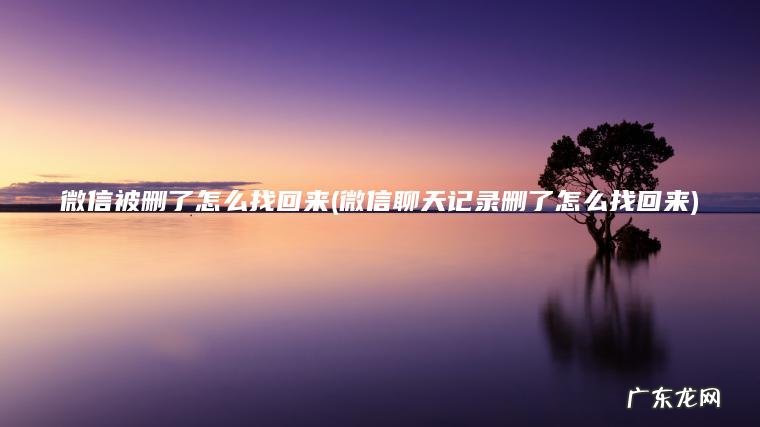微信被删了怎么找回来(微信聊天记录删了怎么找回来)
