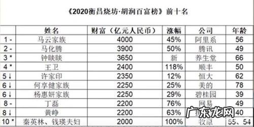 中国富豪榜2020排行榜