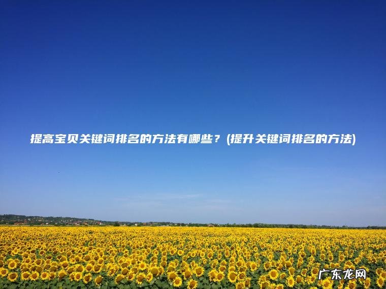 提升关键词排名的方法 提高宝贝关键词排名的方法有哪些？