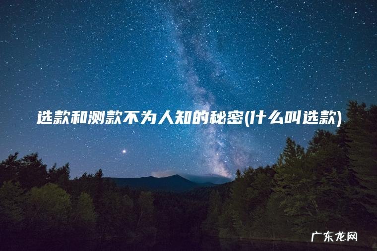 选款和测款不为人知的秘密(什么叫选款)