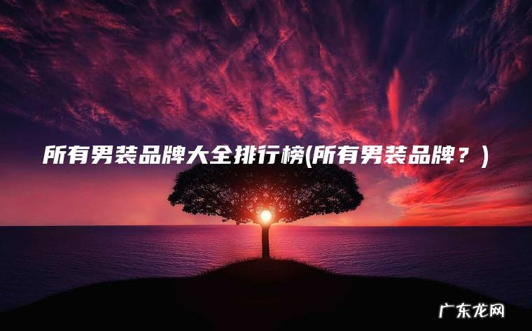所有男装品牌大全排行榜(所有男装品牌？)