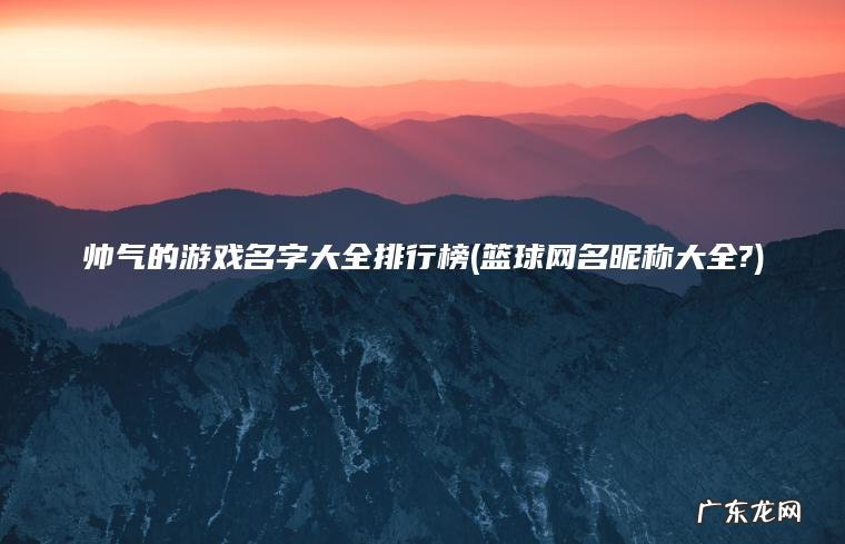 篮球网名昵称大全? 帅气的游戏名字大全排行榜