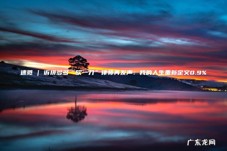 速览 | 诉拼多多“砍一刀”律师再发声：我的人生重新定义0.9%