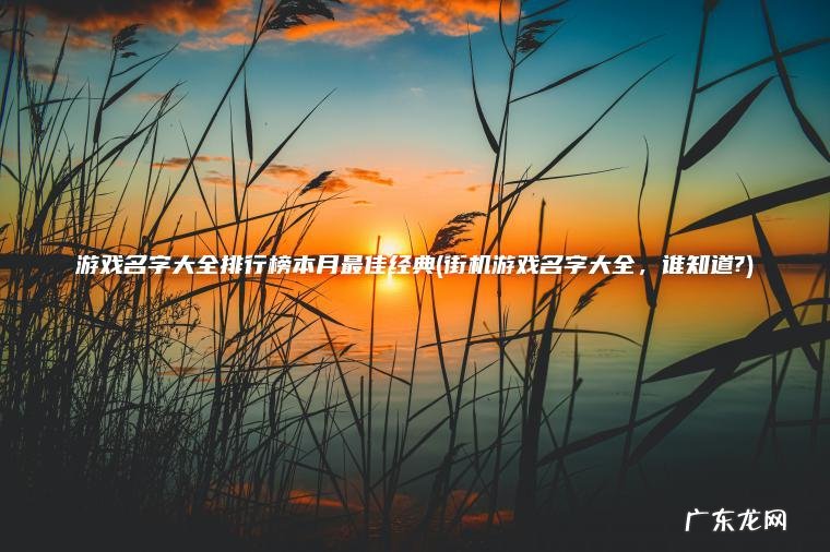 游戏名字大全排行榜本月最佳经典(街机游戏名字大全 ， 谁知道?)
