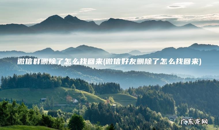微信群删除了怎么找回来(微信好友删除了怎么找回来)