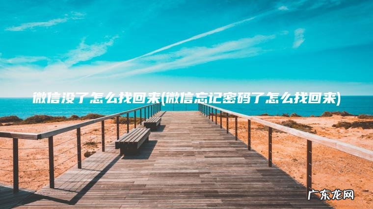 微信没了怎么找回来(微信忘记密码了怎么找回来)