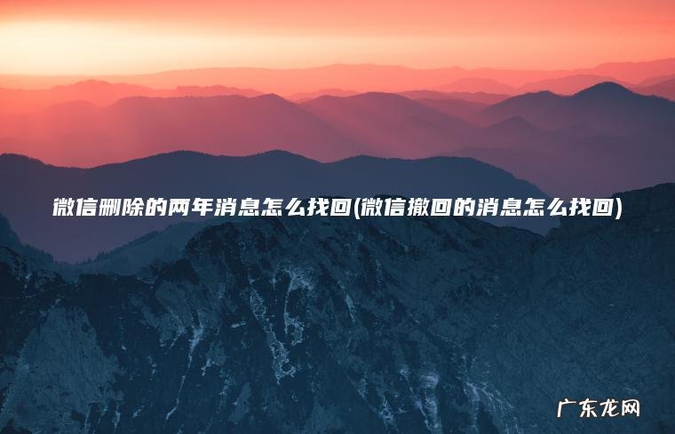 微信删除的两年消息怎么找回(微信撤回的消息怎么找回)