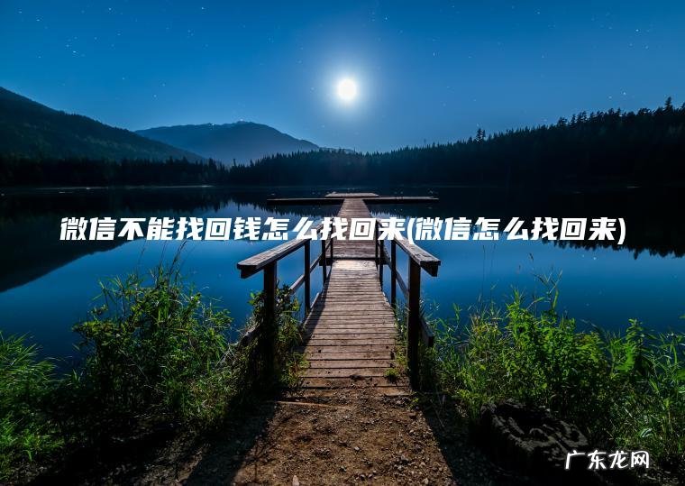 微信不能找回钱怎么找回来(微信怎么找回来)