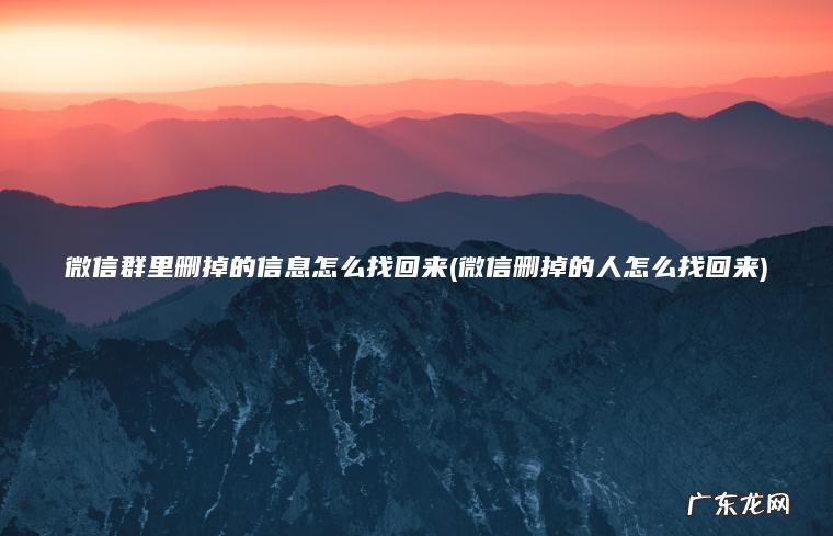 微信群里删掉的信息怎么找回来(微信删掉的人怎么找回来)