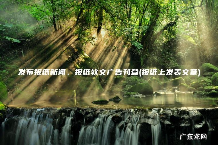 发布报纸新闻， 报纸软文广告刊登(报纸上发表文章)