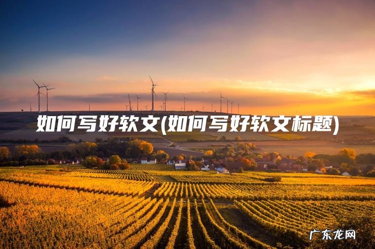 如何写好软文(如何写好软文标题)