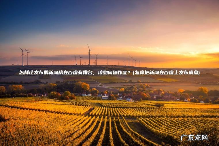 怎样让发布的新闻稿在百度有排名 ， 该如何操作呢？(怎样把新闻在百度上发布消息)