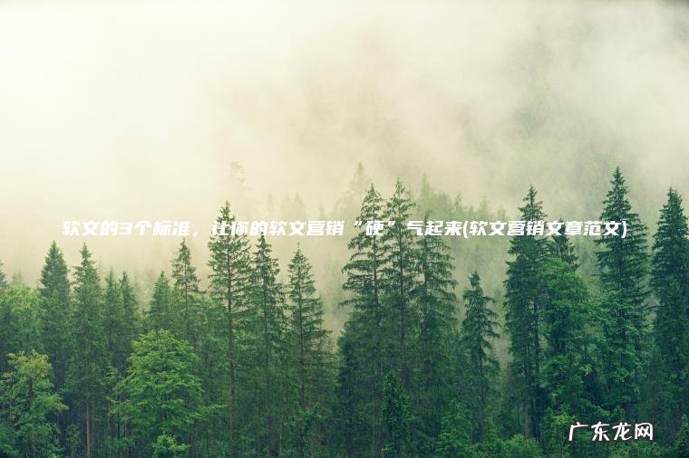 软文的3个标准 ， 让你的软文营销“硬”气起来(软文营销文章范文)