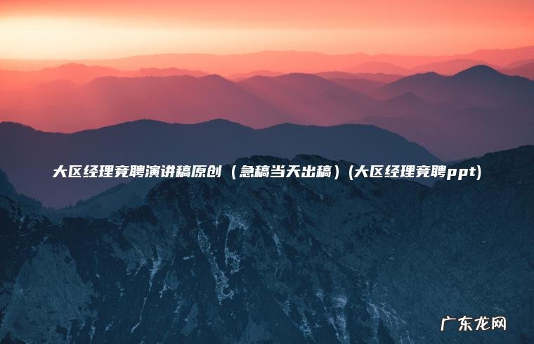 大区经理竞聘演讲稿原创（急稿当天出稿）(大区经理竞聘ppt)