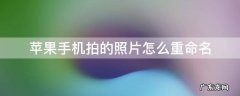 苹果手机拍的照片怎么重命名 苹果手机拍照后怎么重命名