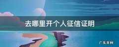 个人征信证明在哪里开具 去哪里开个人征信证明