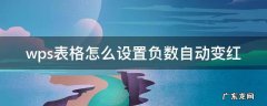 wps怎么把负数变成红色 wps表格怎么设置负数自动变红