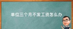 单位3个月不发工资 单位三个月不发工资怎么办