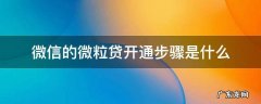 微信微粒贷怎么开通?开通条件是什么? 微信的微粒贷开通步骤是什么