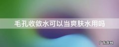 爽肤水能收敛毛孔吗 毛孔收敛水可以当爽肤水用吗